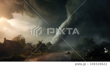 A huge tornado is approaching houses 108326622