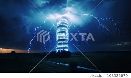 Tornado of the future with lightning Tornado of the future with lightning 108326670