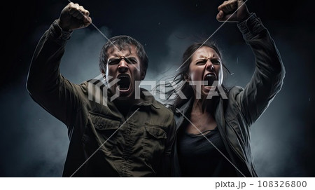 A man and a woman are fighting for their rights 108326800