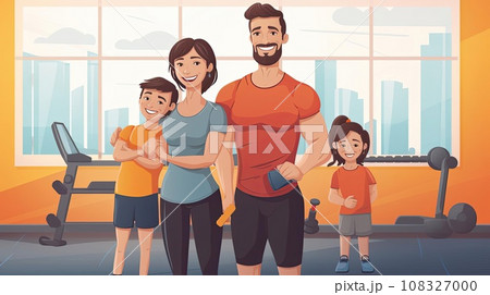 Happy and smiling family of parents and children Happy and smiling family of parents and children 108327000