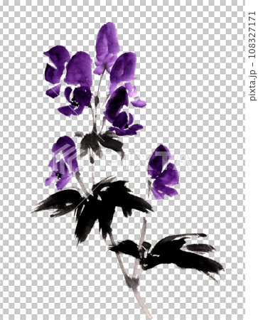 水墨画技法で描いたトリカブト 水墨画技法で描いたトリカブト 108327171