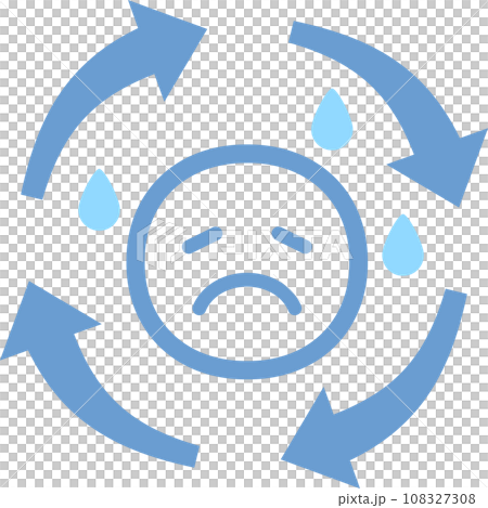 泣き顔マークと循環する矢印、悪循環 泣き顔マークと循環する矢印、悪循環 108327308