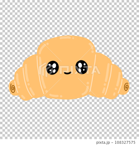 Cute Croissant Character Mascot Kawaii Cartoon illustration 108327575