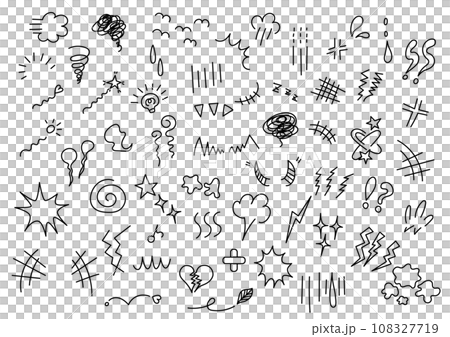 Handwritten comic mark icon set 108327719