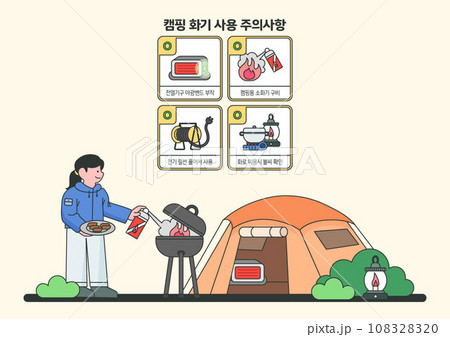 Vector illustration of fire prevention_camping fire precautions vector image 108328320