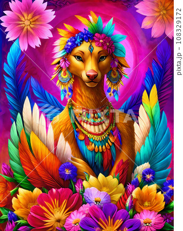 エキゾチックな神獣の絵画 108329172