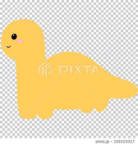 Yellow Dinosaur Cartoon illustration Cute Dinosaur Sticker Dinosaur 108329327