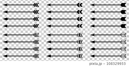 モノクロの矢、弓矢のベクターイラストセット モノクロの矢、弓矢のベクターイラストセット 108329933