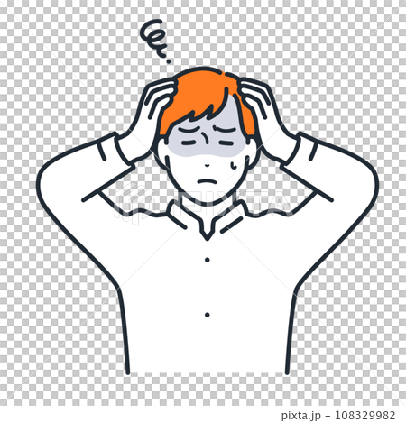 一個年輕人抱著頭憂心忡忡的簡單向量圖素材 108329982