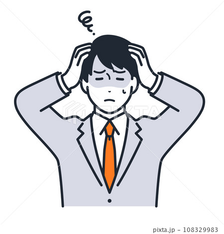 頭を抱えて悩む男子学生のシンプルなベクターイラスト素材 頭を抱えて悩む男子学生のシンプルなベクターイラスト素材 108329983
