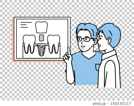 Dentist explaining about implant treatment Dentist explaining about implant treatment 108330117