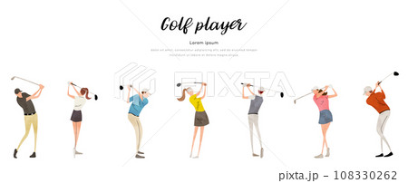 ベクターイラスト素材：ゴルフ、人物セット 108330262