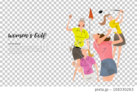 Vector illustration material: women playing golf 108330263