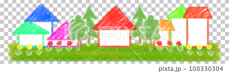 Crayon art in a lush residential area 108330304