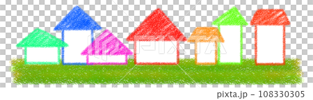 Crayon art in a lush residential area Crayon art in a lush residential area 108330305