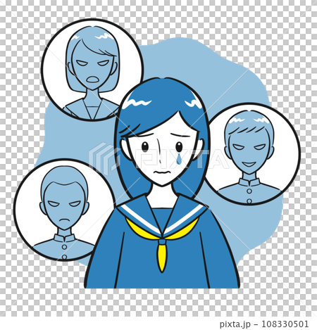 A female student who is worried about being left out by her friends and classmates (simple/with background) A female student who is worried about being left out by her friends and classmates (simple/with background) 108330501