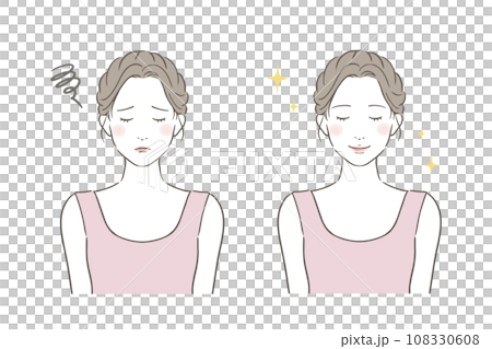 Before and after of women concerned about beauty 108330608