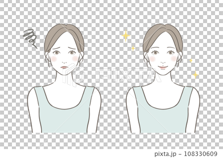 Beauty skin care image illustration of a woman before and after 108330609