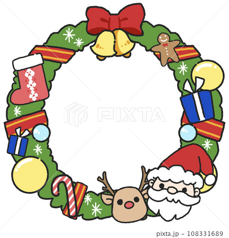 クリスマスリースのかわいいフレームのイラスト素材 [108331689] - PIXTA