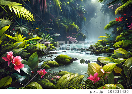 a captivating and magical floral illustration a captivating and magical floral illustration 108332486