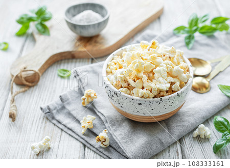 Tasty salted homemade popcorn Tasty salted homemade popcorn 108333161