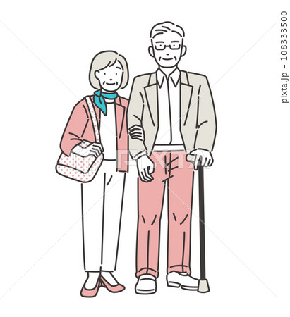 旅行をするシニア夫婦のベクターイラスト素材／夫婦／旅行 108333500