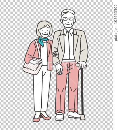 旅行をするシニア夫婦のベクターイラスト素材／夫婦／旅行 108333500