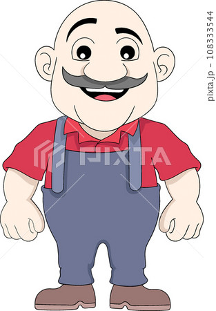 the bald and mustachioed uncle was standing with a smile 108333544