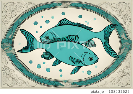 a graphic of pisces the astrological sign typically features the symbol of two fish swimming a graphic of pisces the astrological sign typically features the symbol of two fish swimming 108333625