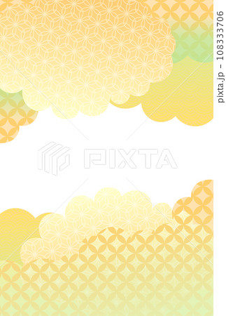 雲と和柄の背景イラスト_イエロー 108333706