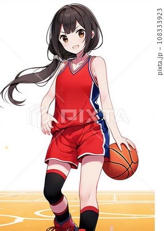 バスケットボールを持つ女の子 [AI生成画像]のイラスト素材 [108333923