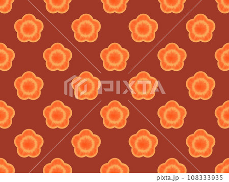 花型ニンジンのシームレスイラスト　赤背景 108333935