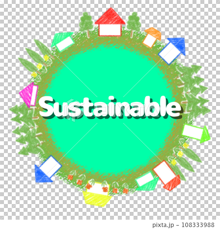 クレヨン風地球とお家のアイコンイラスト【Sustainable】 クレヨン風地球とお家のアイコンイラスト【Sustainable】 108333988