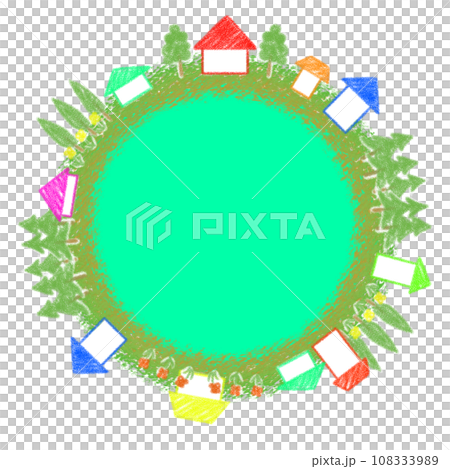 Crayon style earth and house icon illustration Crayon style earth and house icon illustration 108333989