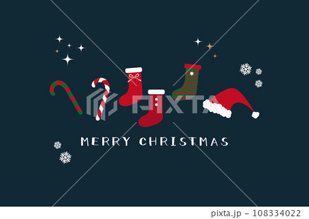 クリスマスのかわいい靴下のグリーティングカード クリスマスのかわいい靴下のグリーティングカード 108334022