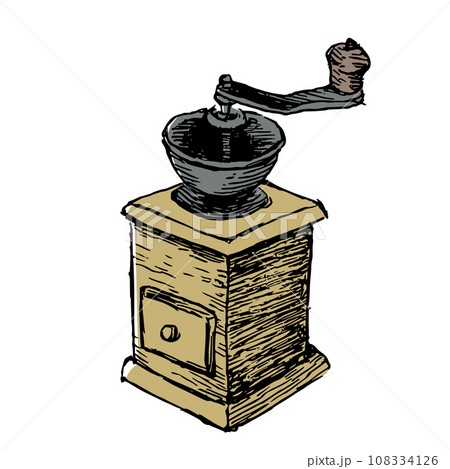 レトロなコーヒーミルのイラストセット レトロなコーヒーミルのイラストセット 108334126
