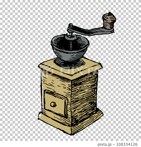 レトロなコーヒーミルのイラストセット レトロなコーヒーミルのイラストセット 108334126