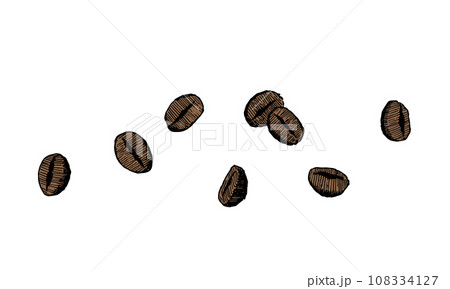 レトロなコーヒー豆のイラストセット 108334127