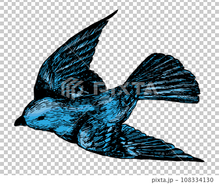 復古線畫撲騰的鳥 復古線畫撲騰的鳥 108334130