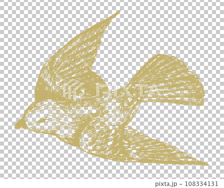 復古線畫撲騰的鳥 108334131