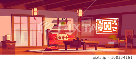 Asian bedroom interior with furniture 108334161