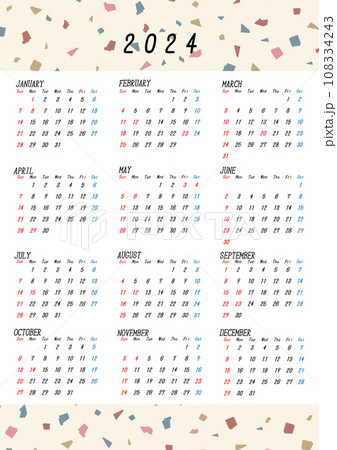 2024年の日本の年間カレンダー 108334243
