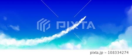 White steam trail from plane or rocket flying up 108334274