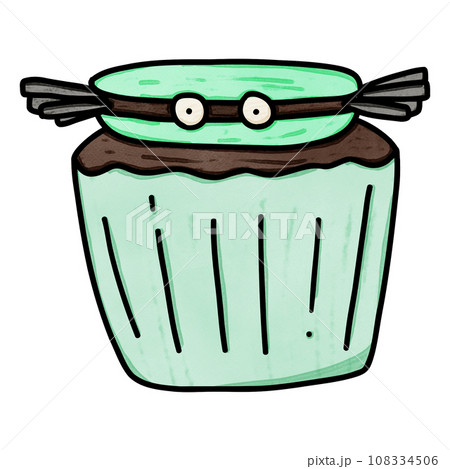 Halloween spider cupcake drawing 108334506