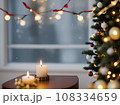A Christmas tree in new year cozy home interior window view. 108334659