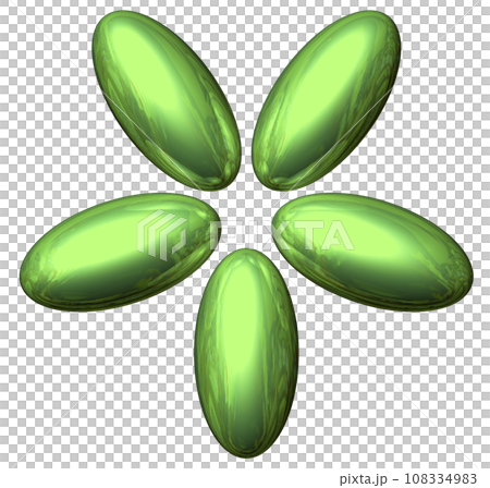 3DCG「5つの楕円球/楕円体」グリーン,緑 108334983