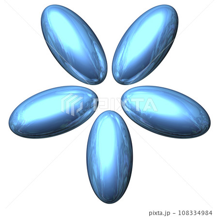 3DCG「5つの楕円球/楕円体」ブルー,青 108334984