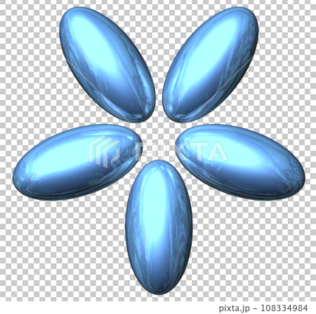 3DCG "5 elliptical spheres/ellipsoids" blue, blue 108334984