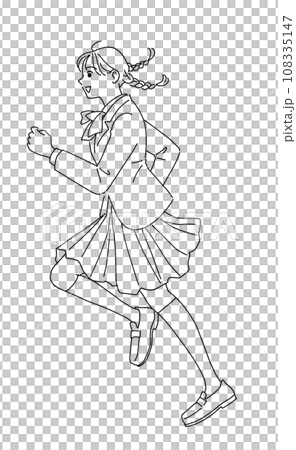 走り出す元気な女子学生 走り出す元気な女子学生 108335147