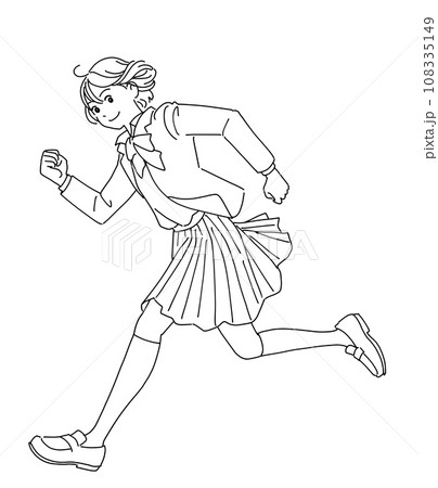 走り出す元気な女子学生 108335149